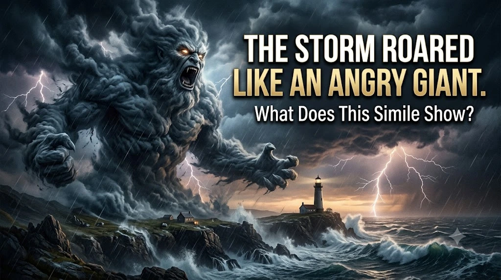 The Storm Roared Like an Angry Giant.” What Does This Simile Show?